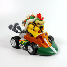 (Bowser Koopa)Regali Super Mario Kart Principessa Pesca Pull Back Figura Auto Pvc Giocattolo Collezione