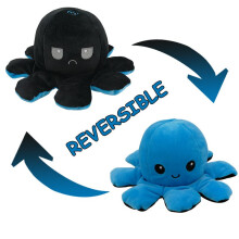 (Blue + Black)Peluche poulpe réversible double face à rabat vie marine peluche poupée