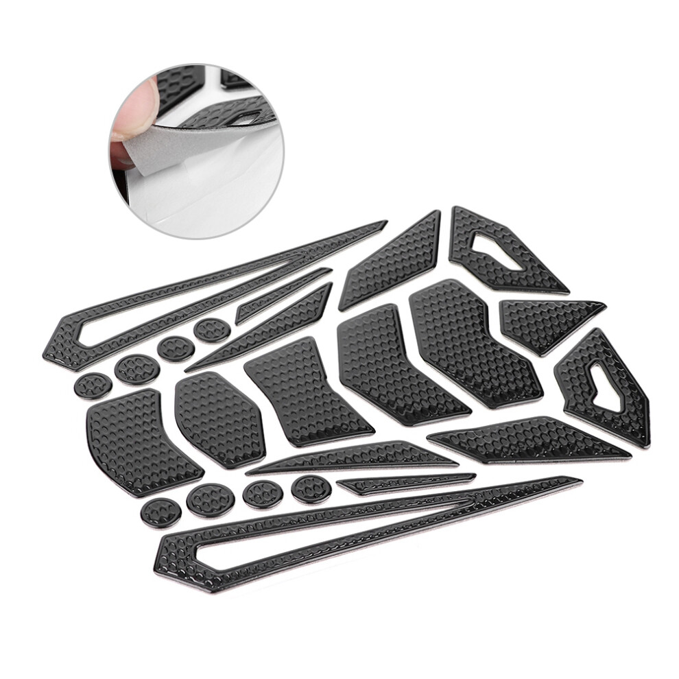 Motorcycle Oil Fuel Gas Tank Protective Pad Fishbone Decal Sticker Rubber/ Black 8441334612620
