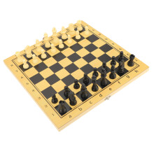 Holzes 3-in-1 faltbares Schach- und Damespiel 29x29cm für Kinder und Erwachsene