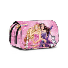 (Style 2)Bolsa de almacenamiento de doble capa de dibujos animados Barbie con material de poliéster para uso escolar