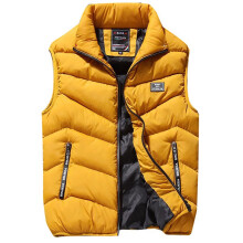 (Yellow,3XL)Mannen winter warme gewatteerde mouwloze pufferjack, vest, weste, parka, gebreide jas