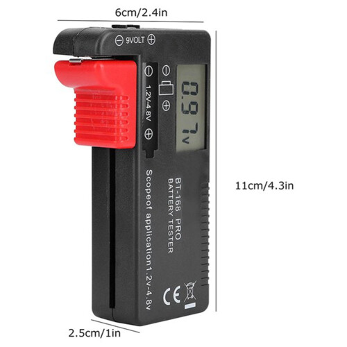 BT-168 PRO Batterijcapaciteitstester Digitale Checker Plastic Draagbare Cel voor AA 1.5V 9V 2