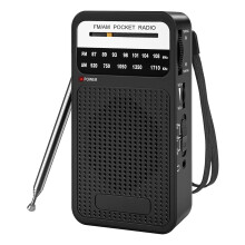 AM FM-zakradio, transistorradio met luidspreker, hoofdtelefoonaansluiting, draagbaar voor binnen- en buitengebruik