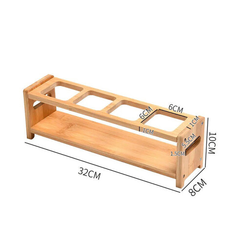 Bamboo Oil Bottle Rack with 4 Slots, Space-Saving Kitchen Organizer 1