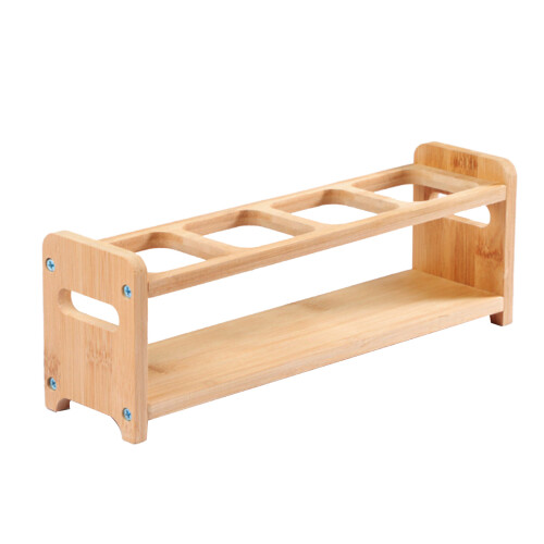 Bamboo Oil Bottle Rack with 4 Slots, Space-Saving Kitchen Organizer 2