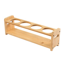 Bamboo Oil Bottle Rack with 4 Slots, Space-Saving, Anti-Slip