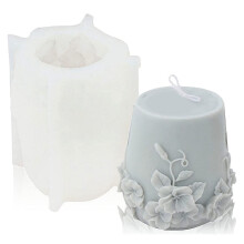 Stampi per candele cilindriche in silicone, stampo in silicone a forma di fiori di rattan 3D per candele per aromaterapia, (B)