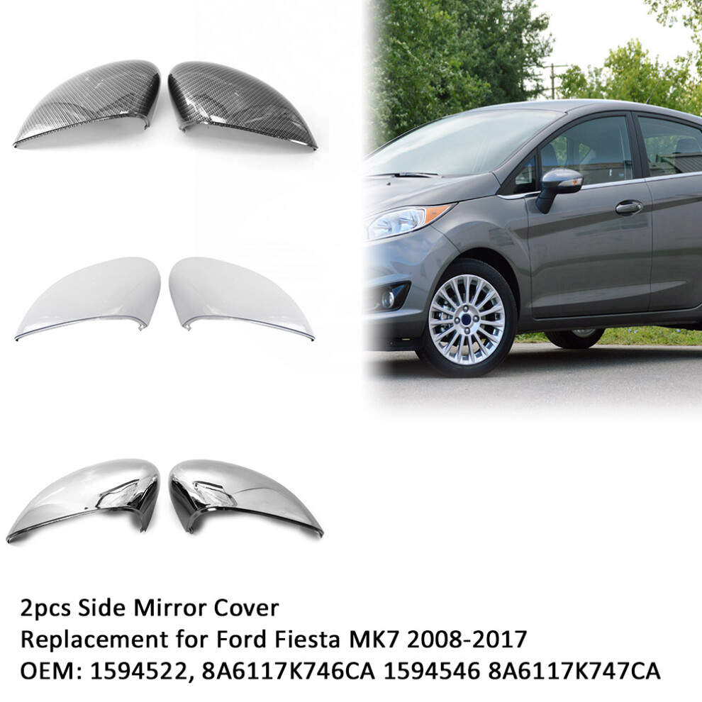 Pair Of Side Mirror Cover Door Wing For Ford Fiesta Mk7 2008-2017 6901334636818