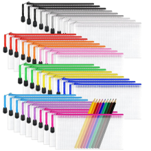 36-delige mesh-documententas, doorzichtige etui, portemonnees, mappen, waterdichte reistas voor schoolbenodigdheden, 12 kleuren