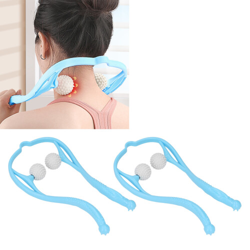 2 pezzi massaggiatore per collo a due punti trigger, blu