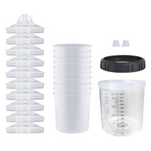Sistema di rivestimento e tappo per pistola per verniciatura monouso, tazza di miscelazione per spruzzatore da 20 oz (600 ml) per HVLP