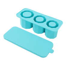 Moule à glaçons Tumbler à 3 cavités en silicone avec anneau bleu lac