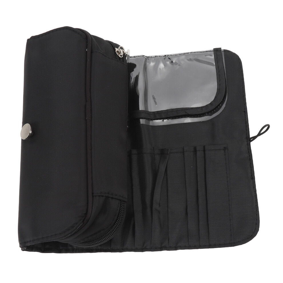 Multifunctional Waterproof 12-Slot Travel Makeup Brush Case, Foldable, Black