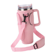 Wasserflaschen-Tasche Anti-Rutsch tragbar Doppel-Lagen Wasserflaschenhalter mit Griff passend für Stanley 40 Oz Isolierte Becher Pink