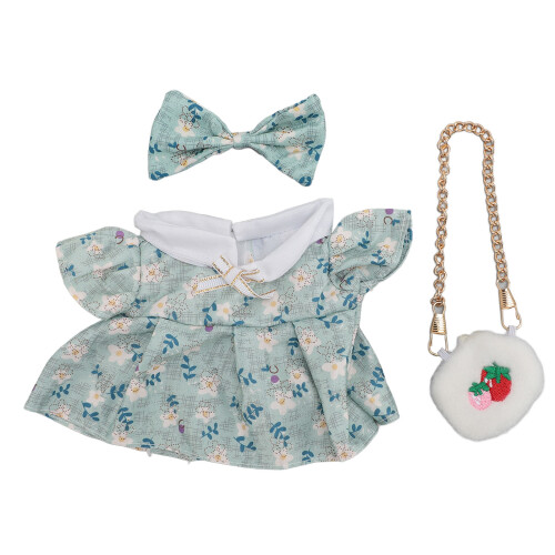 Vestido de algodón para muñeca de peluche de 20 cm con bolso 1