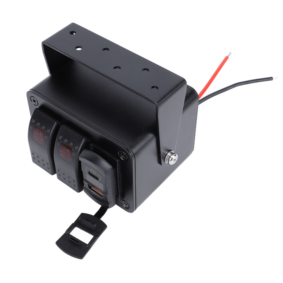 2 Gang Toggle Switch Box With Usb Port, Voltage Meter, Waterproof, 12-24V, Red/Light 6911334657980