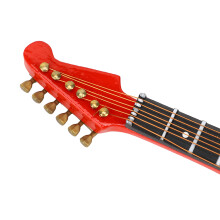 Fine Craft Miniature Red Electric Guitar - 7in Basswood Gift for Music Lovers