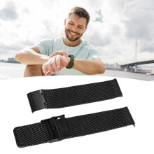 20 mm schwarzes Mesh-Uhrenarmband mit Schnellverschluss, 9/11 cm