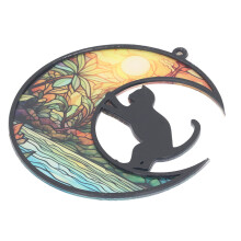 Katzen-Gedenksuncatcher Buntglasfensterhänger Farbiger UV-Printed Acryl-Hänger Schmuckstück für den Verlust der Katze Typ TYU403