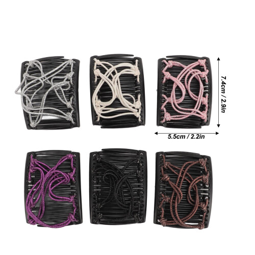 Pack de 6 peines elásticos mágicos para el cabello 7.45.5 cm Morado 1