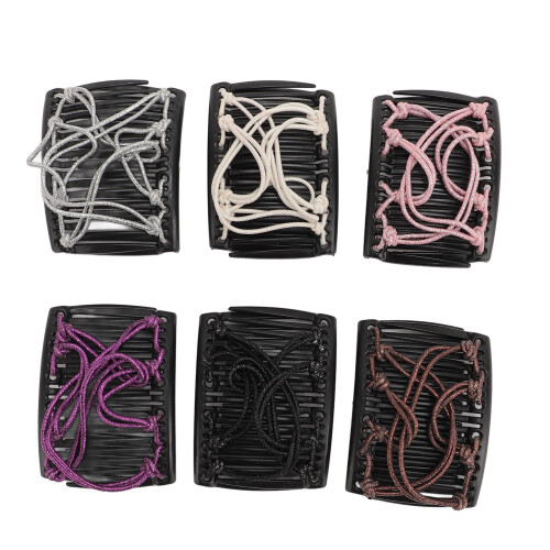 Pack de 6 peines elásticos mágicos para el cabello 7.45.5 cm Morado 2