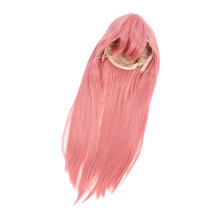Peluca rosa, talla única, resistente al calor, con flequillo largo