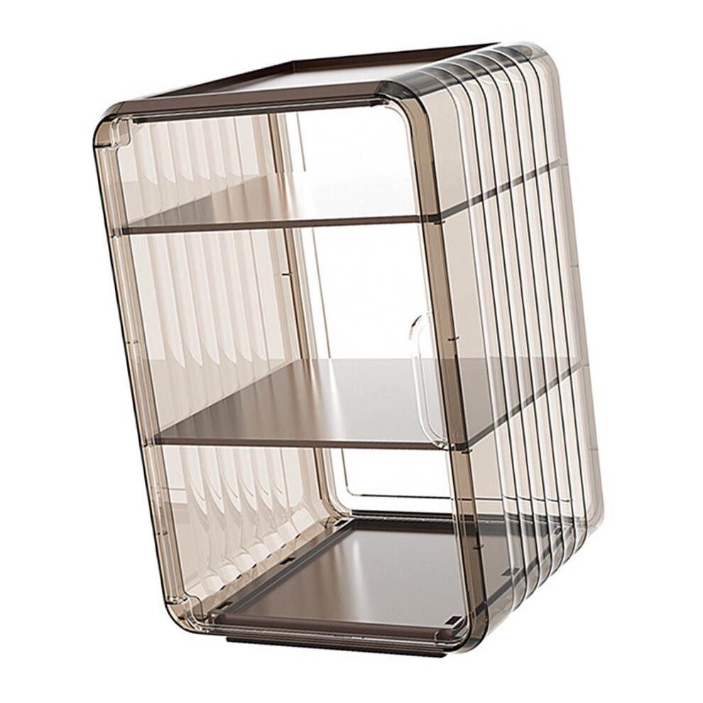 Acryl Wasserflaschene Organizer Robust Staubdicht Leicht Zu Reinigen Wasserflaschenhalter FüR Schrank Tisch GroßE 3-Schicht Braun-image