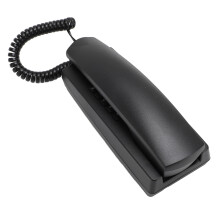 Schwarzes ABS-Wandtelefon kabelgebunden mit Wahlwiederholung