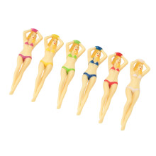 6 Stück Lustige Golftee Plastik Lady Bikini Girl Golf Tee für Golftraining Zubehör Rot Weiß Grün Gelb Pink Blau