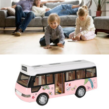 Pink Kids City Bus Toy with Light & Sound, Durable ABS Simulation Model