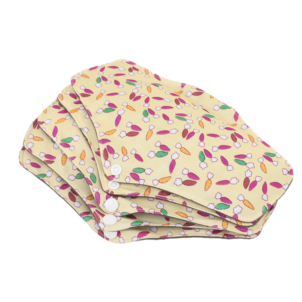 5pcs Bamboo Charcoal Reusable Menstrual Pads M Size Floral Printed, Super Absorbent