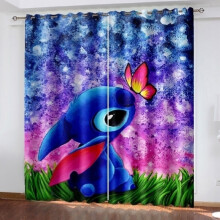 (Butterfly,72"(W)63"(L)/184cm(W)160cm(L))Paire de rideaux occultants thermiques épais 3D Lilo point dessin animé anneau œillet