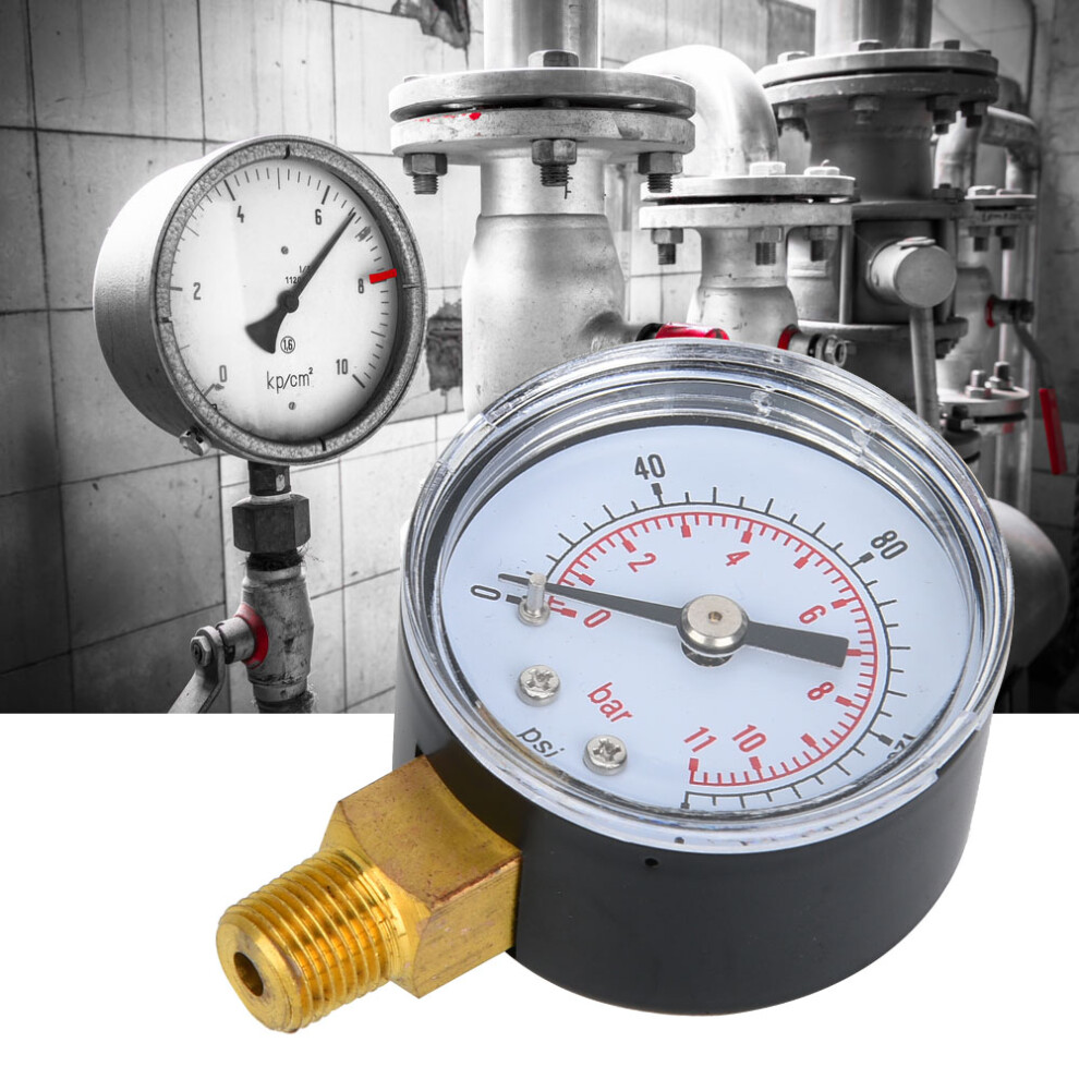 1/8Inch Bspt Thread Dual Scale Pressure Gauge 0-11Bar Transparent Dial 8011334705662