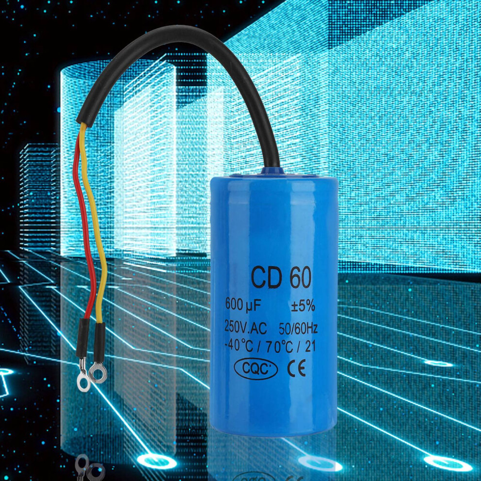 Cd60 600Uf Ac Motor & Compressor Run Capacitor 50/60Hz Wire Leads 5041334706058