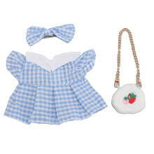 Conjunto de ropa para muñecas de 20 cm con lazo azul y bolsa