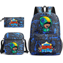 (Style M)Sac d'école Brawl Stars sac à dos ensemble de trois pièces sacs de rangement dessin animé cadeau enfants