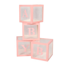 4 Stück transparente Ballonbox mit Buchstabenballons, Geschenkdekoration, für Vorschlag, Bekenntnis, Babyparty, pink