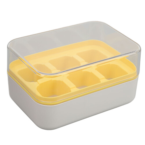 Mini 6-Würfel-Eiswürfelform mit Deckel, gelbes Silikon 2