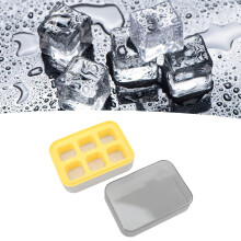 Mini 6-Würfel-Eiswürfelform mit Deckel, gelbes Silikon