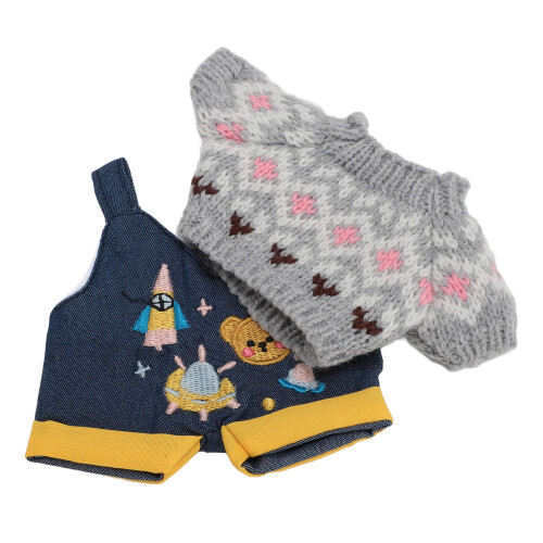 20 cm Bär Overalls Pullover Plüschpuppenkleidung Grau
