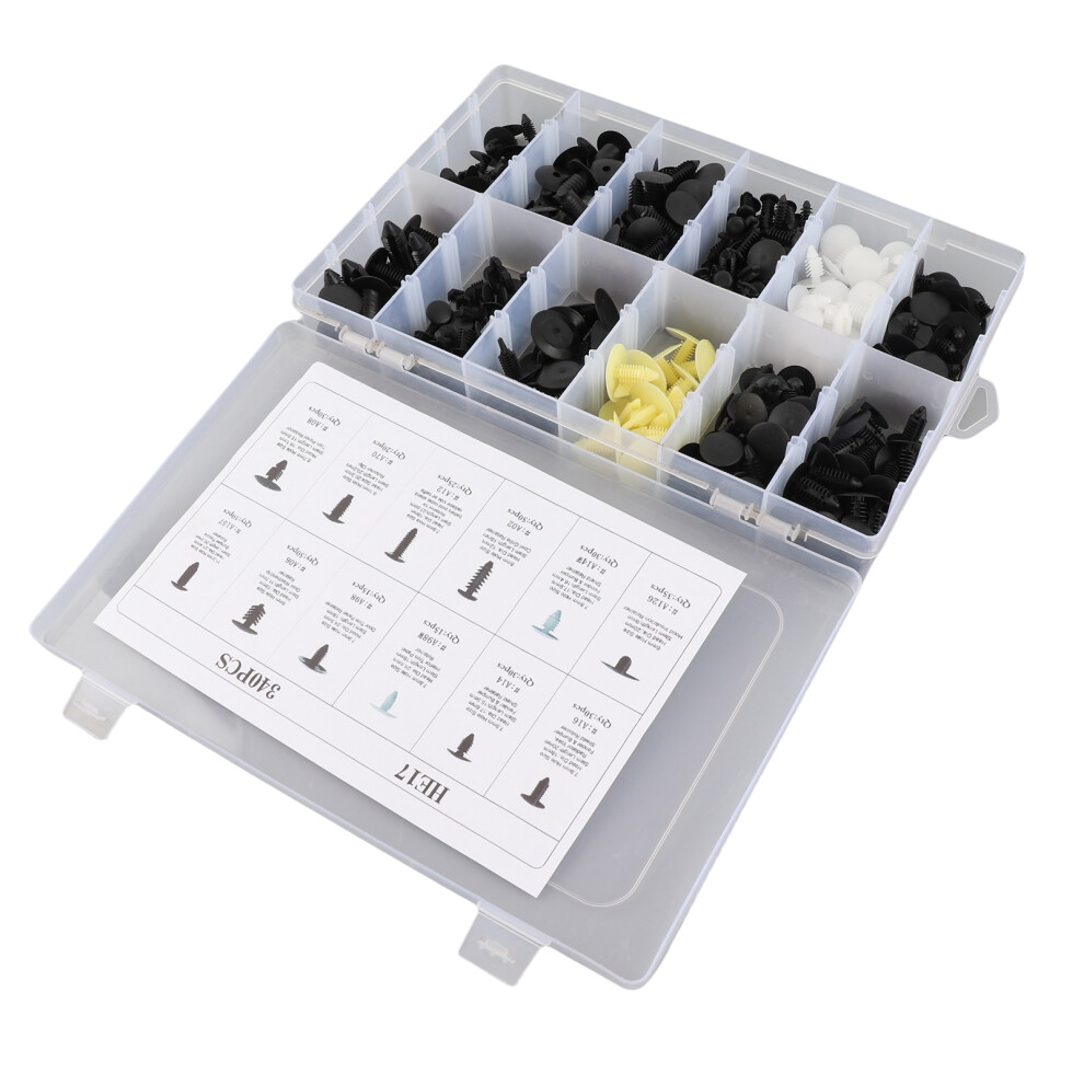 340Pcs Car Trim Clips Kit Assorted Fasteners For Bumper, Door, Hood 4371334715523