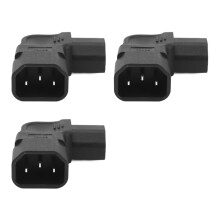 3 Stück IEC320 C14 auf IEC320 C13 Stromadapter, Winkelstecker IEC320 C14 auf C13, 90 Grad links abgewinkelt, 250V, 2500W