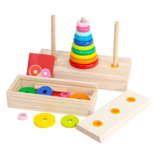 10 Ringe - Holz-Turm-Puzzlespiel, Groß 2