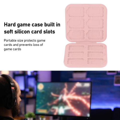 Custodia per schede di gioco Switch 12 in 1, 12 slot, rosa 2