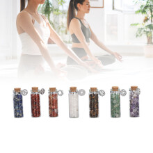 Set di 7 bottiglie in pietra di cristallo Chakra – Tappo colorato