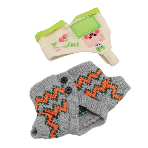 Piggy-Muster Plüsch-Kappe 20cm Grau-Orange