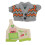 Piggy-Muster Plüsch-Kappe 20cm Grau-Orange 2