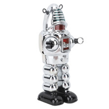 Metal Fencing Robot Toy Figurine Adult Clockwork Silver Tinplate Collectible Gift