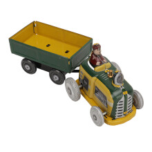 Vintage Wind Up Metal Walking Toy Tinplate Tractor for Boys & Girls